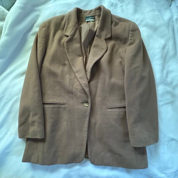Vintage Harve Benard Camel Wool Cashmere 1980s Blazer with Shoulder Pads L - XL - Picture 12 of 13
